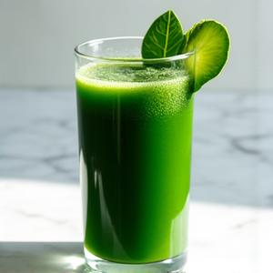 Jus hijau detoks dengan bayam dan timun