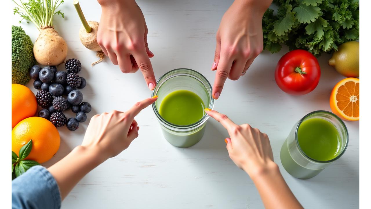 Antaramuka pembina jus interaktif dengan pelbagai buah dan sayur